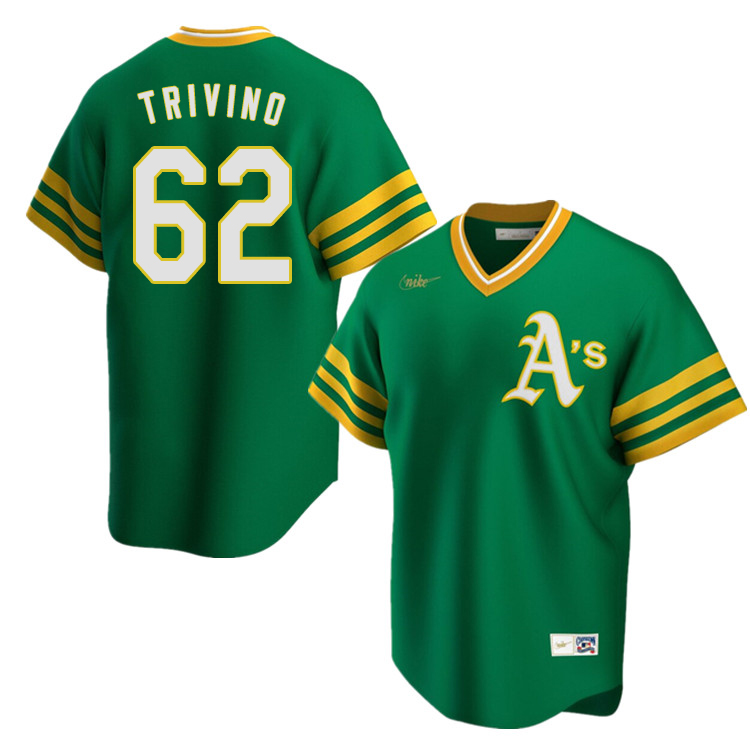 Nike Men #62 Lou Trivino Oakland Athletics Cooperstown Baseball Jerseys Sale-Green